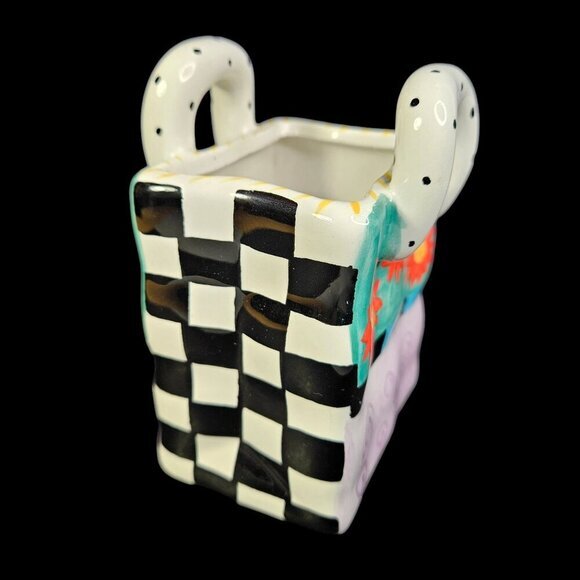 Milson and Louis Hand Painted Flower Purse Bag Whimsical Planter‎ Vase Ceramic - Picture 2 of 7
